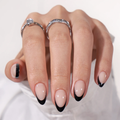 Black French Almond Gel Nails
