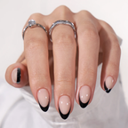 Black French Almond Gel Nails