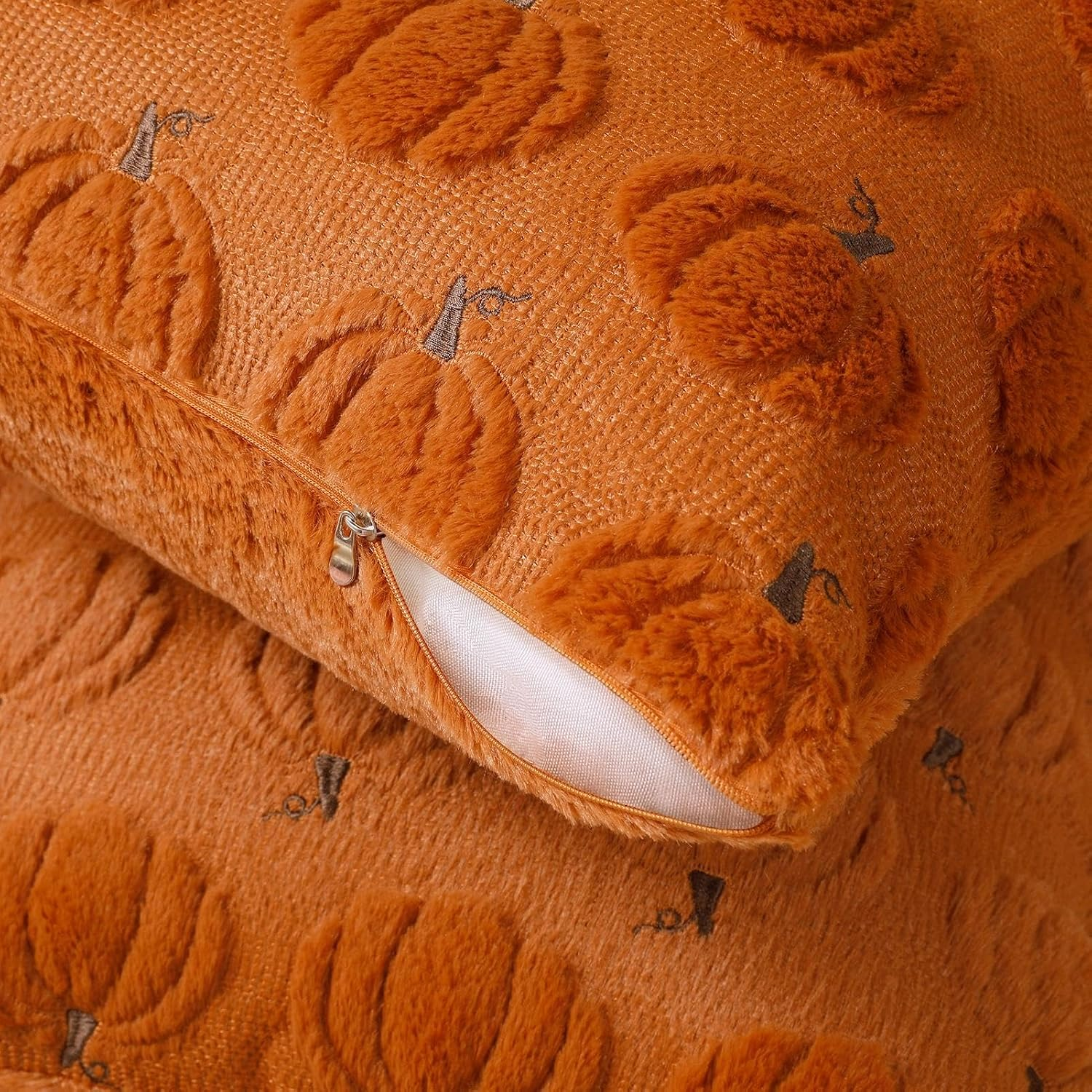 Softalker Fall Throw Pillow Covers 18x18 Set of 2 Rust Orange Pumpkin Decor