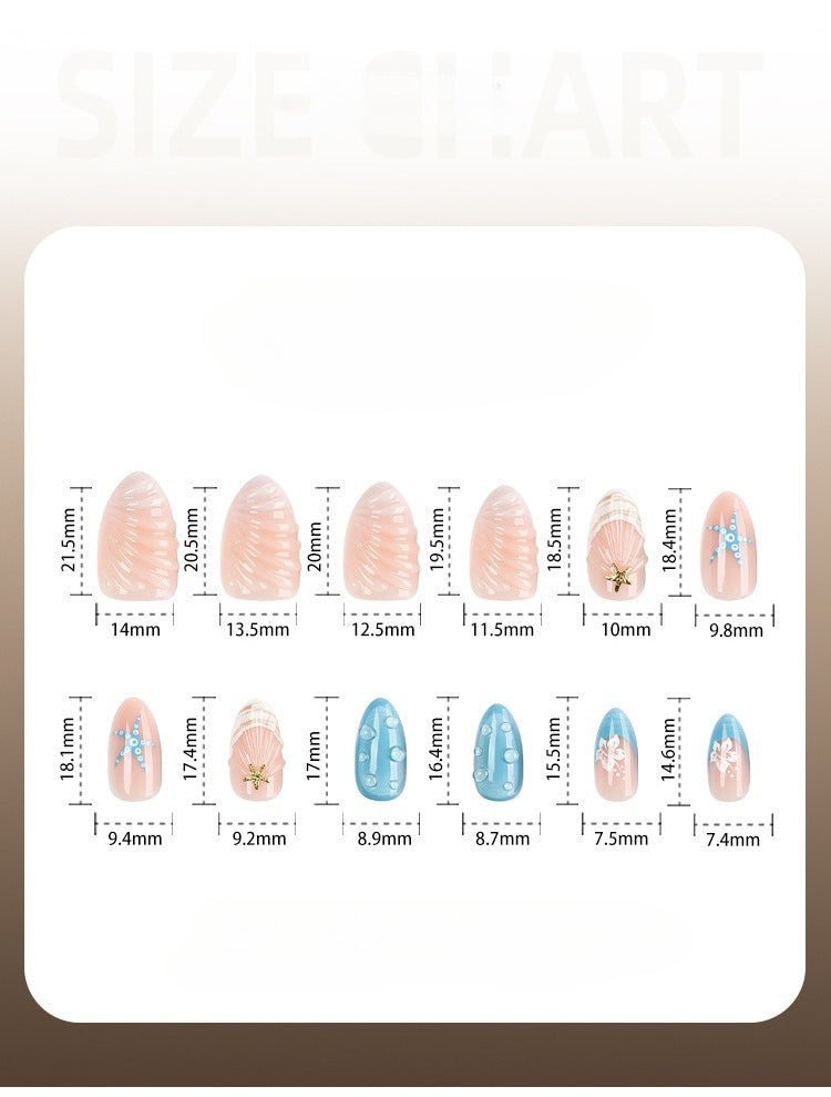 Short Almond blue vacation nails