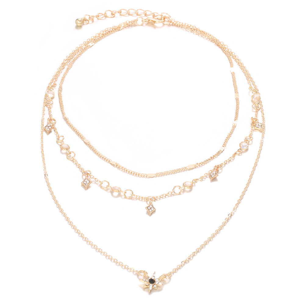 Fashion New Women's Multi-Layer Star Pendant Necklace Handmade Jewelry Set