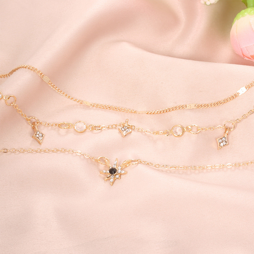 Fashion New Women's Multi-Layer Star Pendant Necklace Handmade Jewelry Set