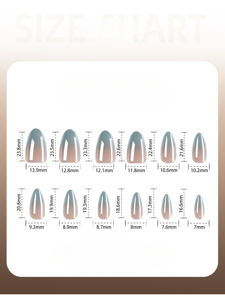 French Light Blue Ombre Almond Long nails