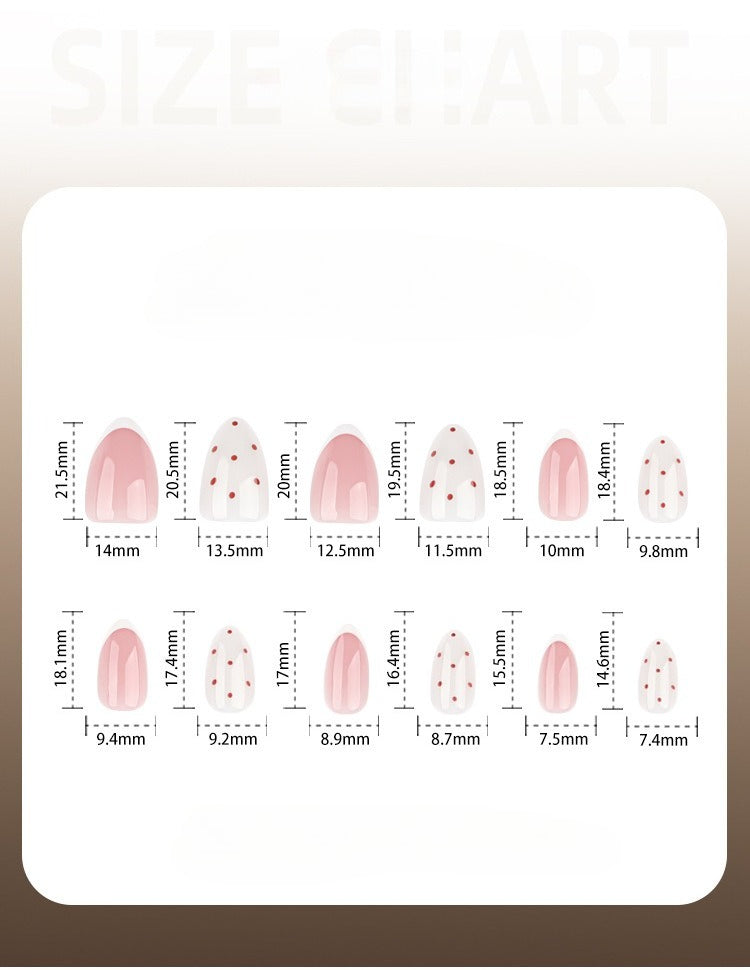 24pcs Best-selling Almond French style polka dots Nails