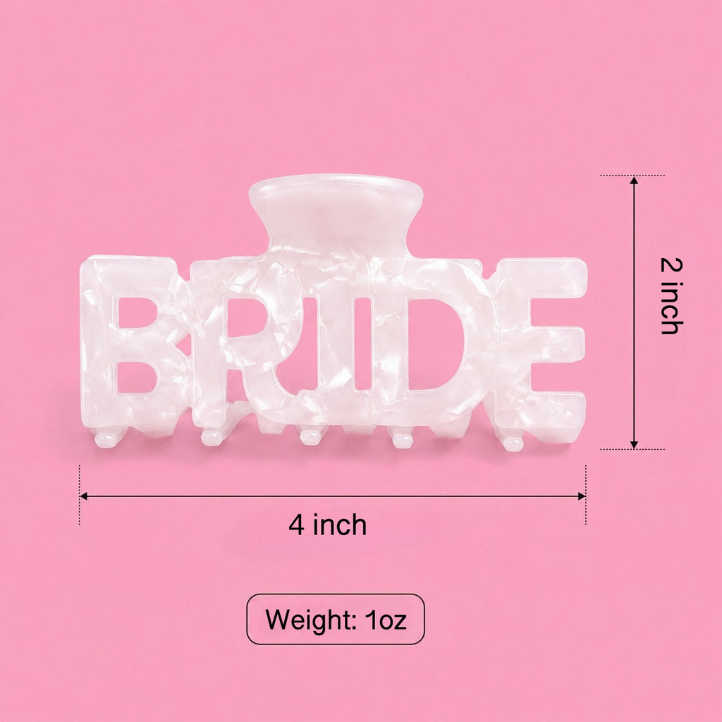 BRIDE Letter Hair Clip White Shell Acrylic Large Hair Pin for Wedding and Party