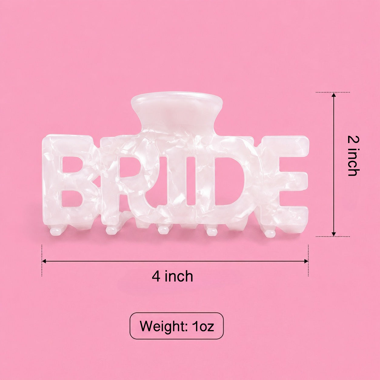 BRIDE Letter Hair Clip White Shell Acrylic Large Hair Pin for Wedding and Party
