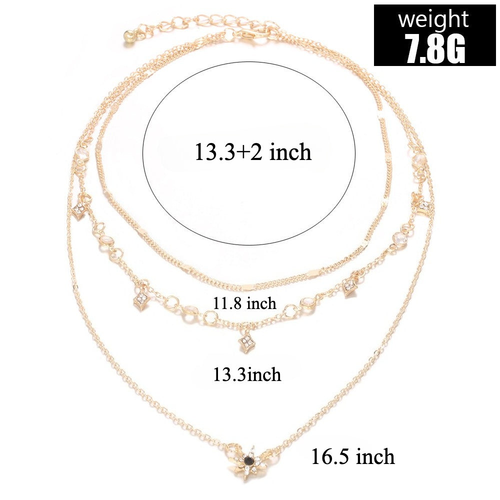 Fashion New Women's Multi-Layer Star Pendant Necklace Handmade Jewelry Set
