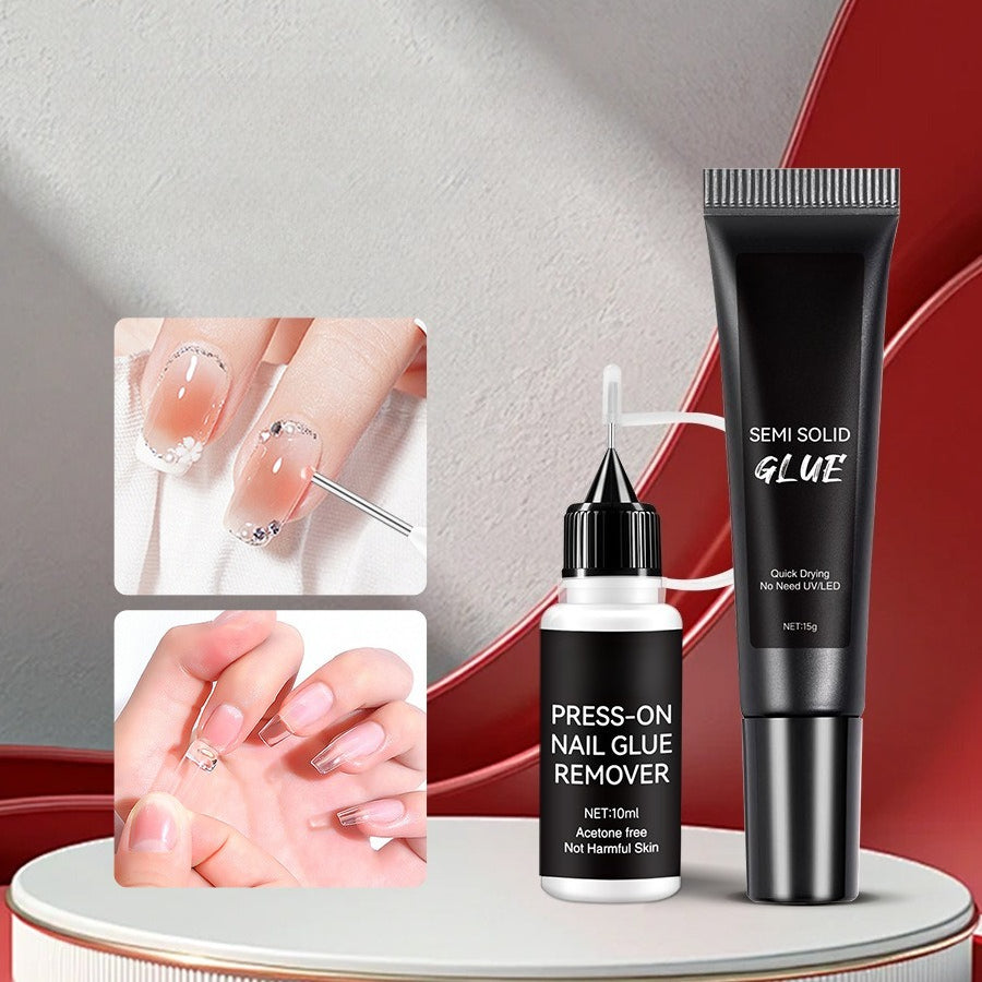 15g Quick-Drying Semi-Solid Nail Adhesive Glue&Remover Set