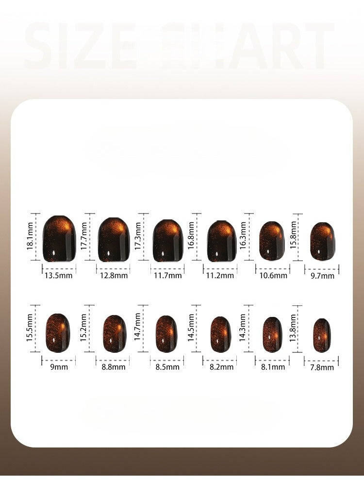 Brown Cat-eye Short nails