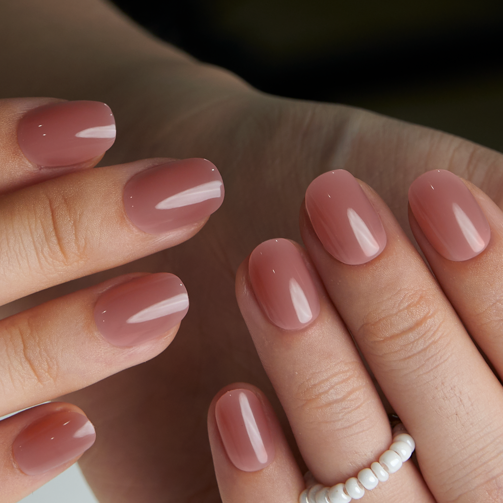 Bare color Short style Squoval Nails