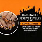 24pcs Short square pumpkin Halloween nails