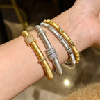 Golden Bracelet with Lucky Turn Pull-Thread Craftsmanship, High-End Luxury Wristband
