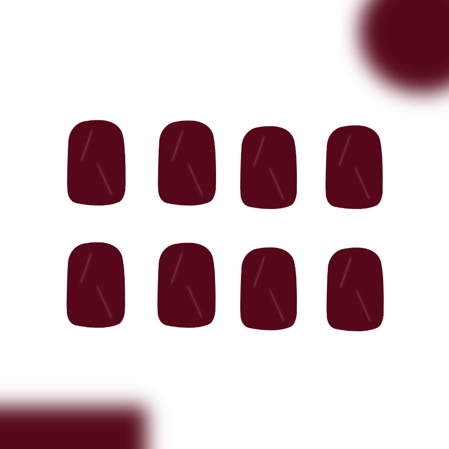 24pcs Short Glossy Deep burgundy nails