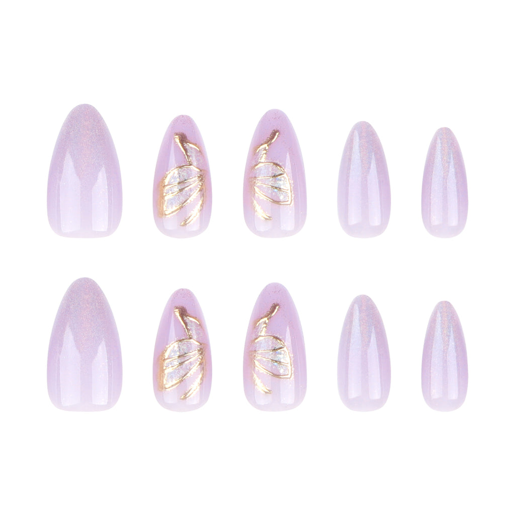Purple butterfly-shaped nails