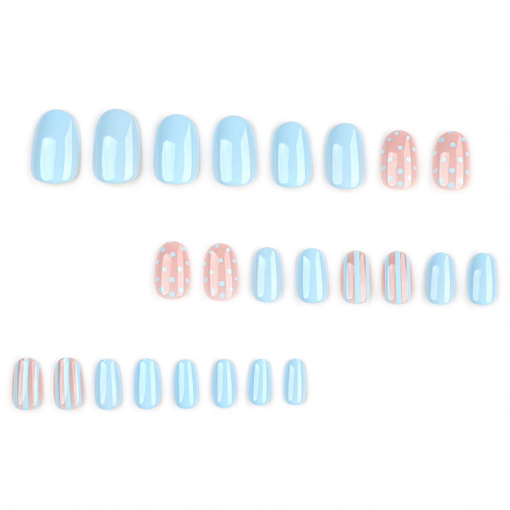 Light blue polka dot nails
