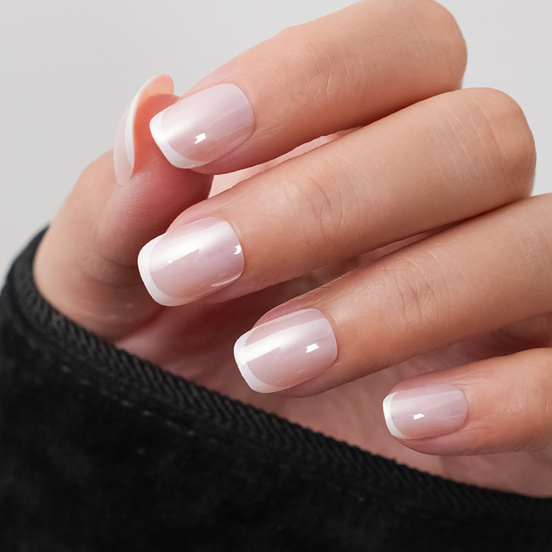 24pcs French-style short press-on nails