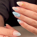 Short Almond blue vacation nails