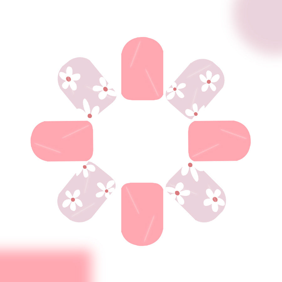24pcs Short style Cherry blossom Pink floral Nails