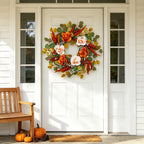 24 inch Simulation of rose autumn leaves flower wreath for door hanging courtyard front porch decoration