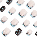 Square blue polka dot nails
