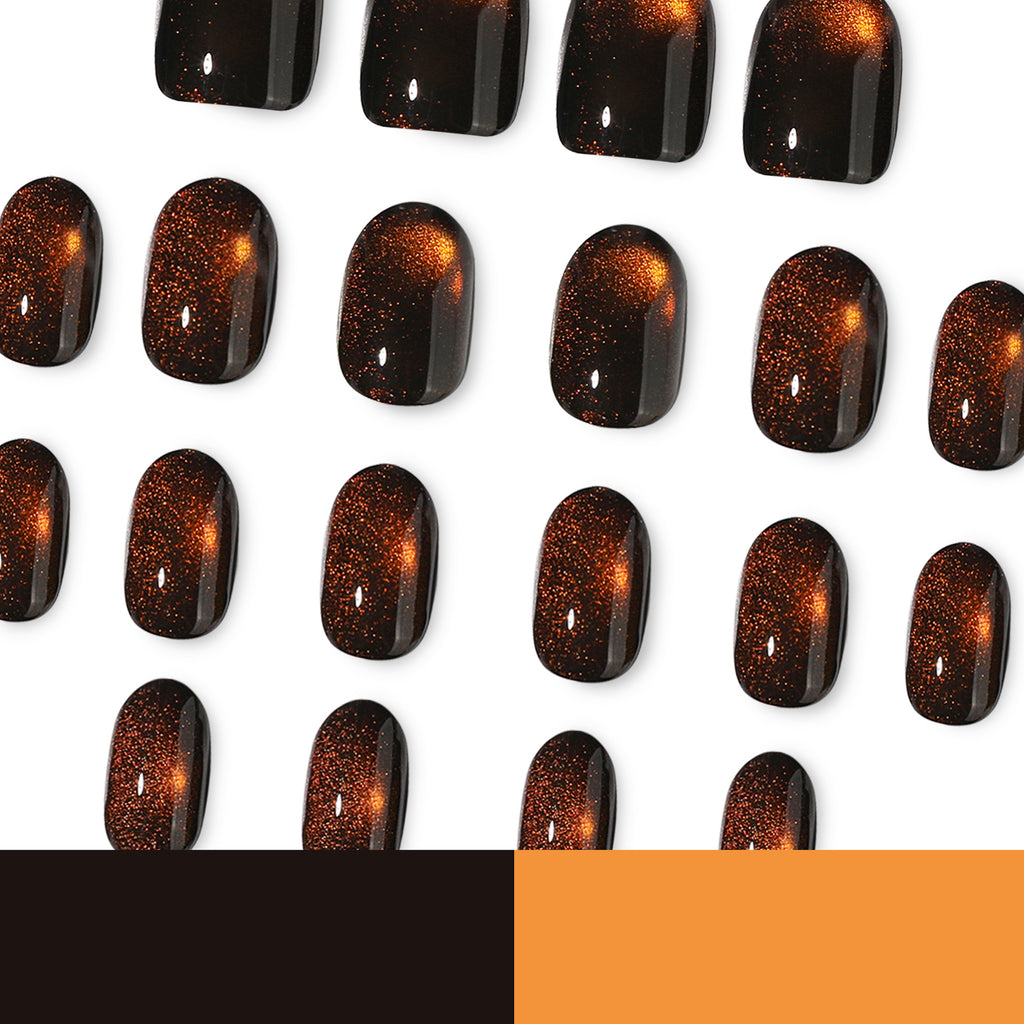 Brown Cat-eye Short nails