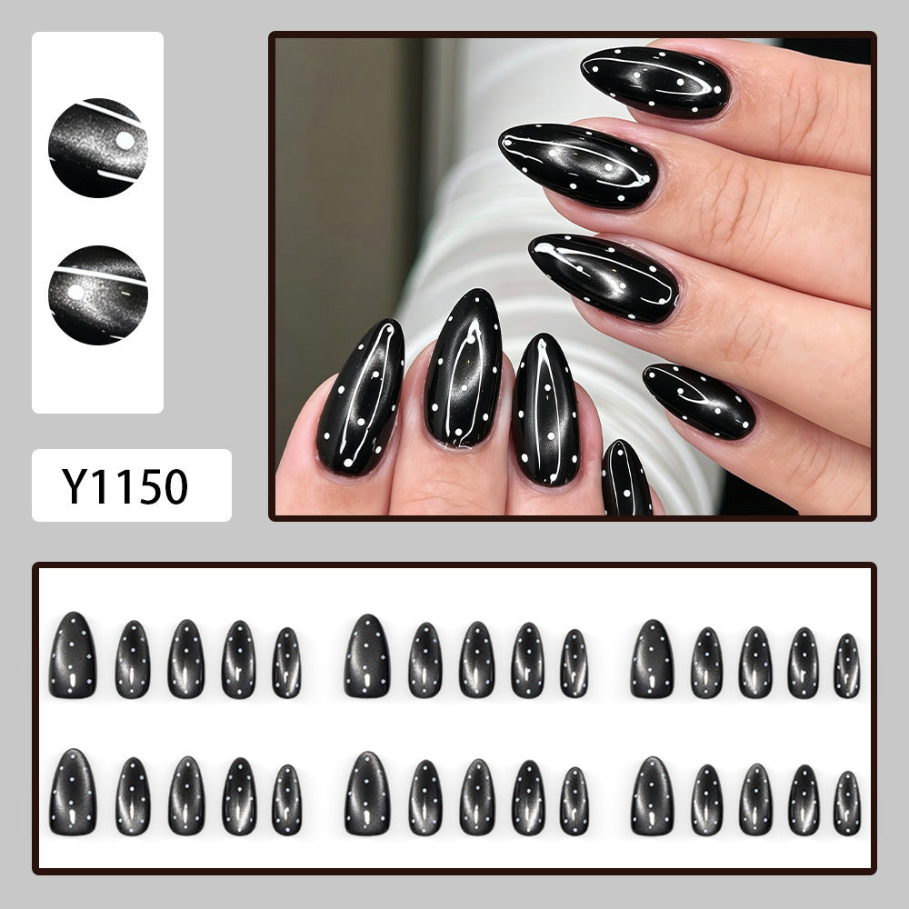 Dark night polka dots nails