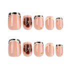 Short Square Oval French Leopard Nails