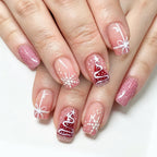 Pink Christmas tree nails