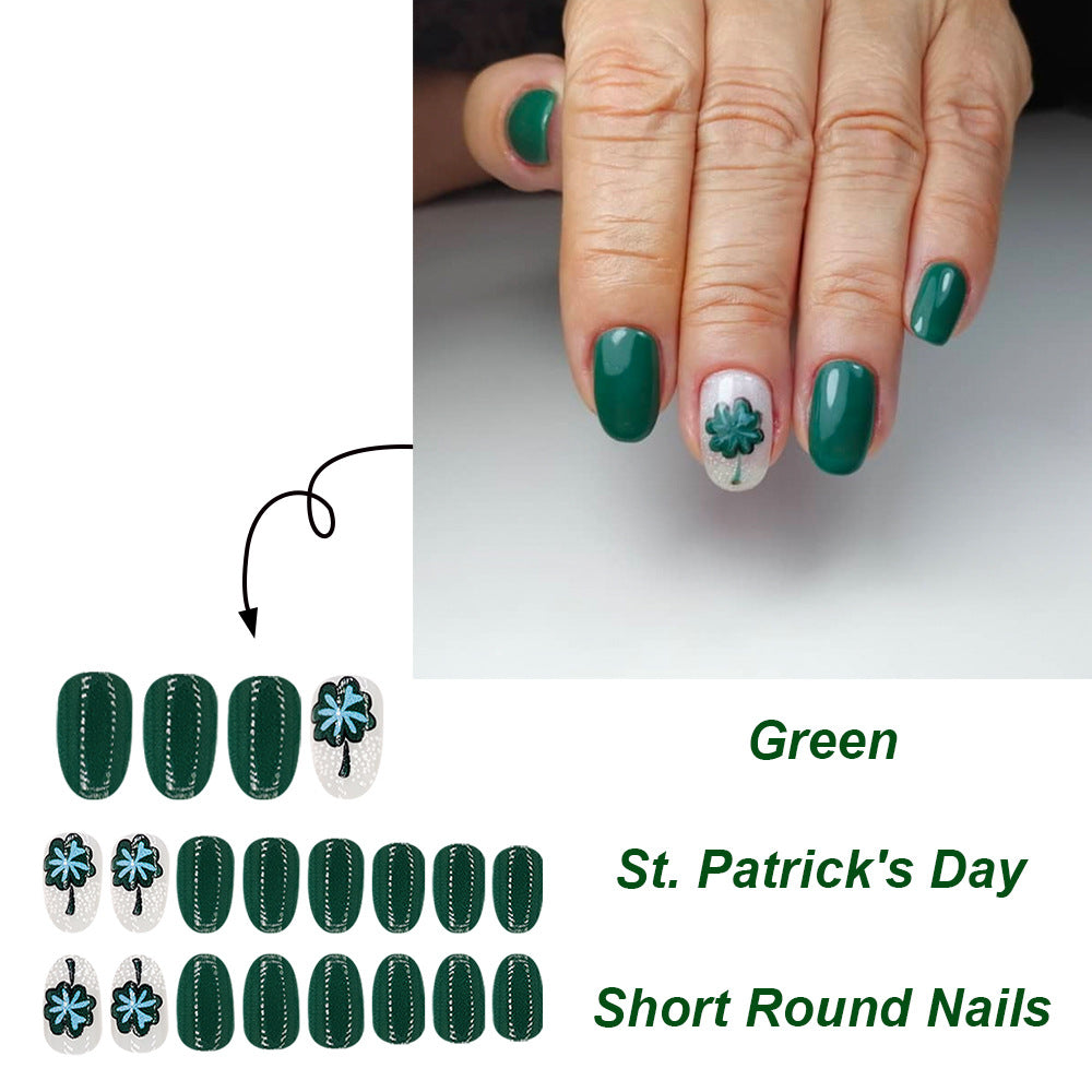 24pcs St. Patrick's Four-leaf clover Versatile nails