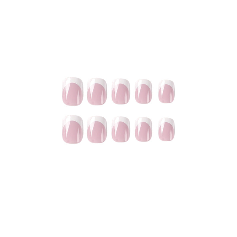 Short square white French-style nails