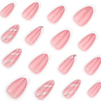 French White Glitter Short Almond press on nails