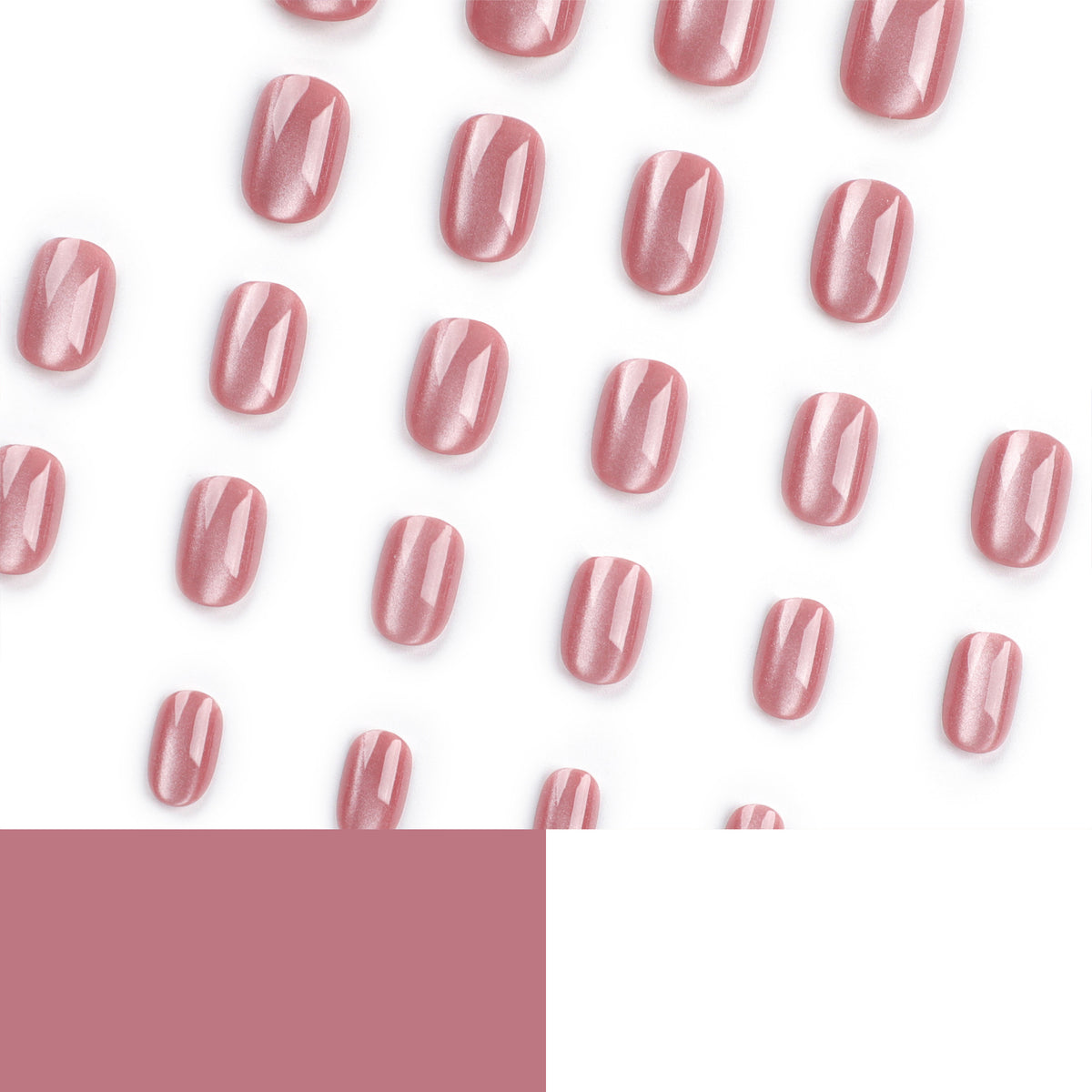 Nude pink cat-eye manicure