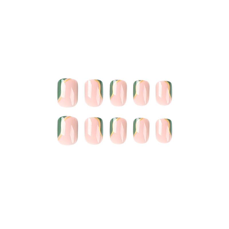 Short square green nails