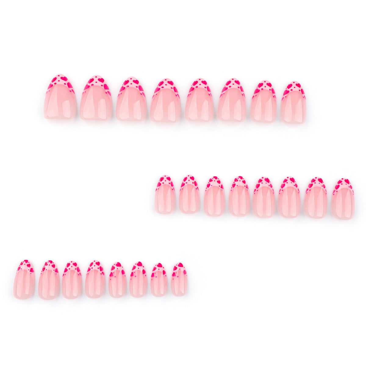 Raspberry heart-shaped nails