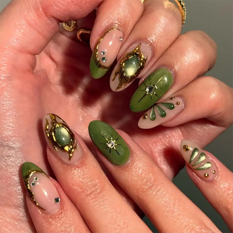 Green French nails
