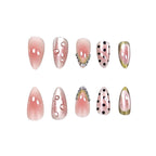 24pcs Cat-eye patterned Sparkling Diamond Short Almond Nails