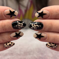 Star-shaped leopard print nails