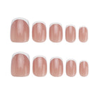 Short square white French-style nails
