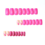 24pcs Pink striped Glitter design Long nails