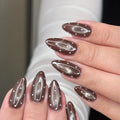 Caramel chocolate polka dot nails