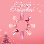 Pink Christmas tree nails