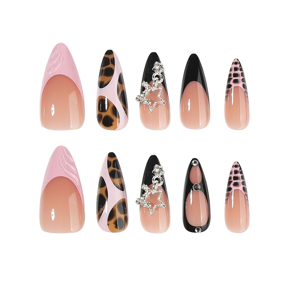 Long leopard-print nails