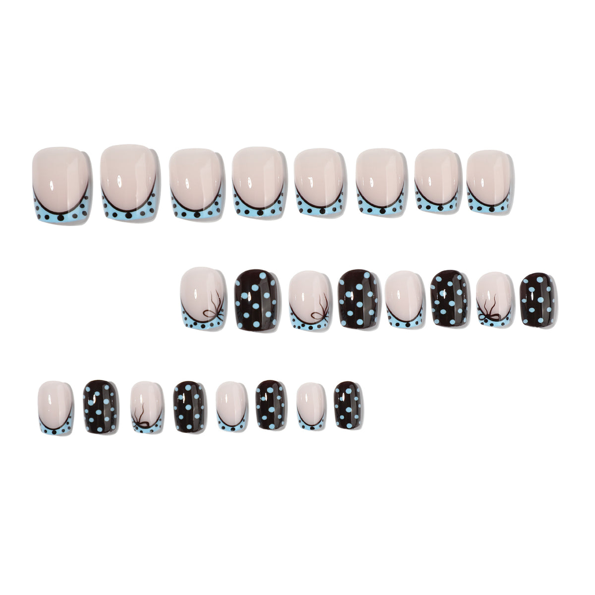Square blue polka dot nails