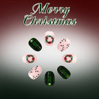 Dark green checkered glitter nails