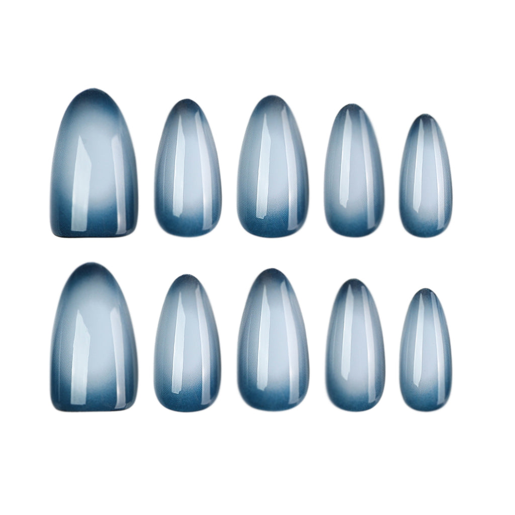 Blue Almond Glossy Long nails