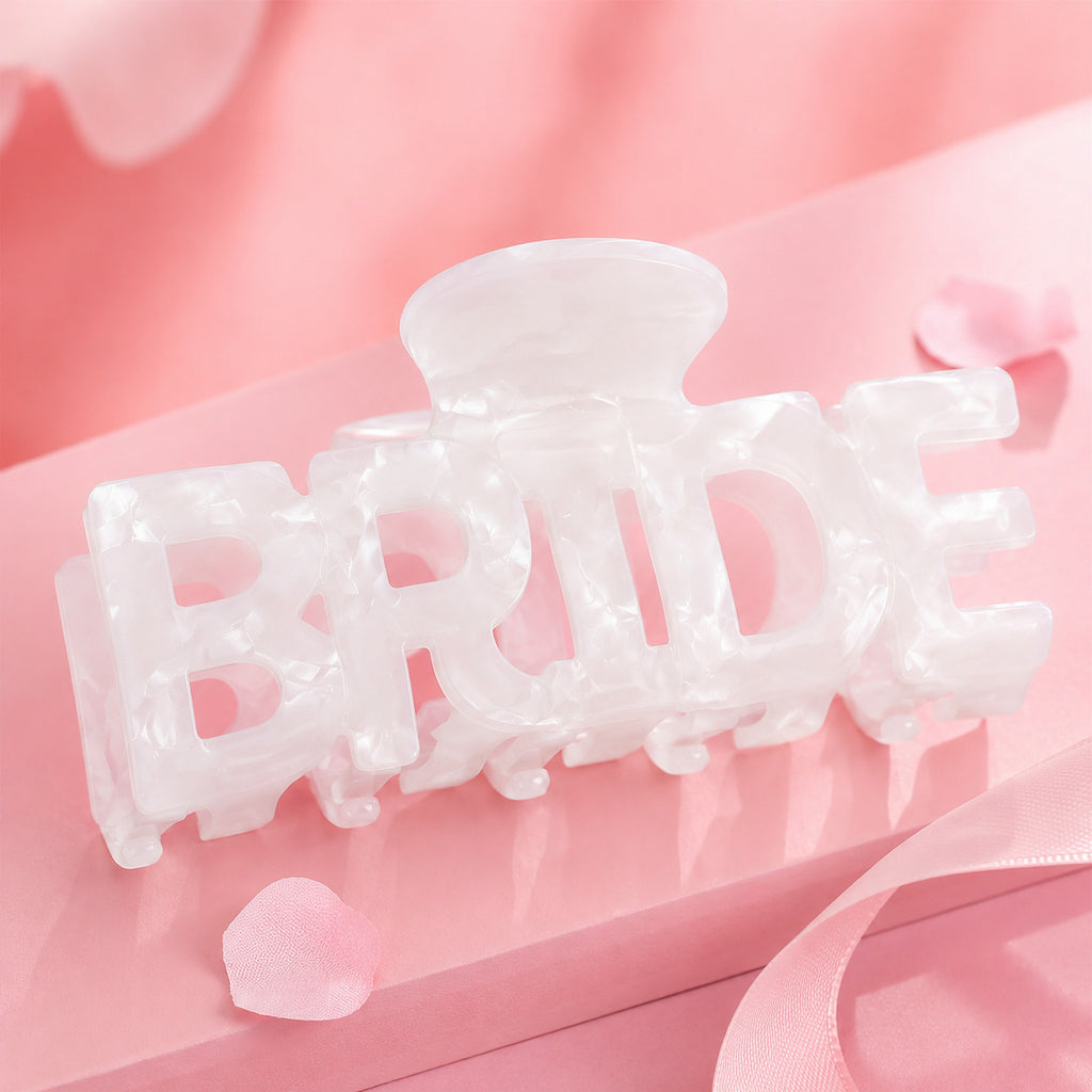 BRIDE Letter Hair Clip White Shell Acrylic Large Hair Pin for Wedding and Party
