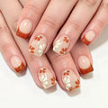 24pcs Short Square French Nude Glitter flower nails