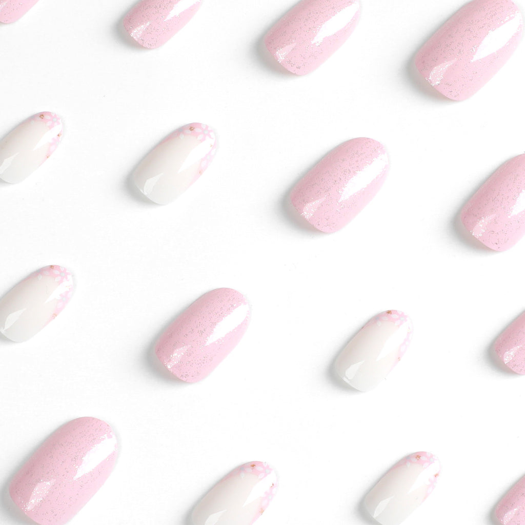 Pink flower nails