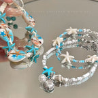 Beach vacation natural style starfish and shell bracelet