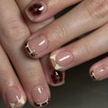 Short Square Oval French Leopard Nails